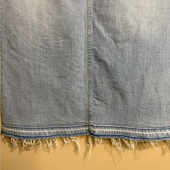 Ann Taylor Light Blue Denim Midi Skirt Frayed Hem - Picture 7 of 12